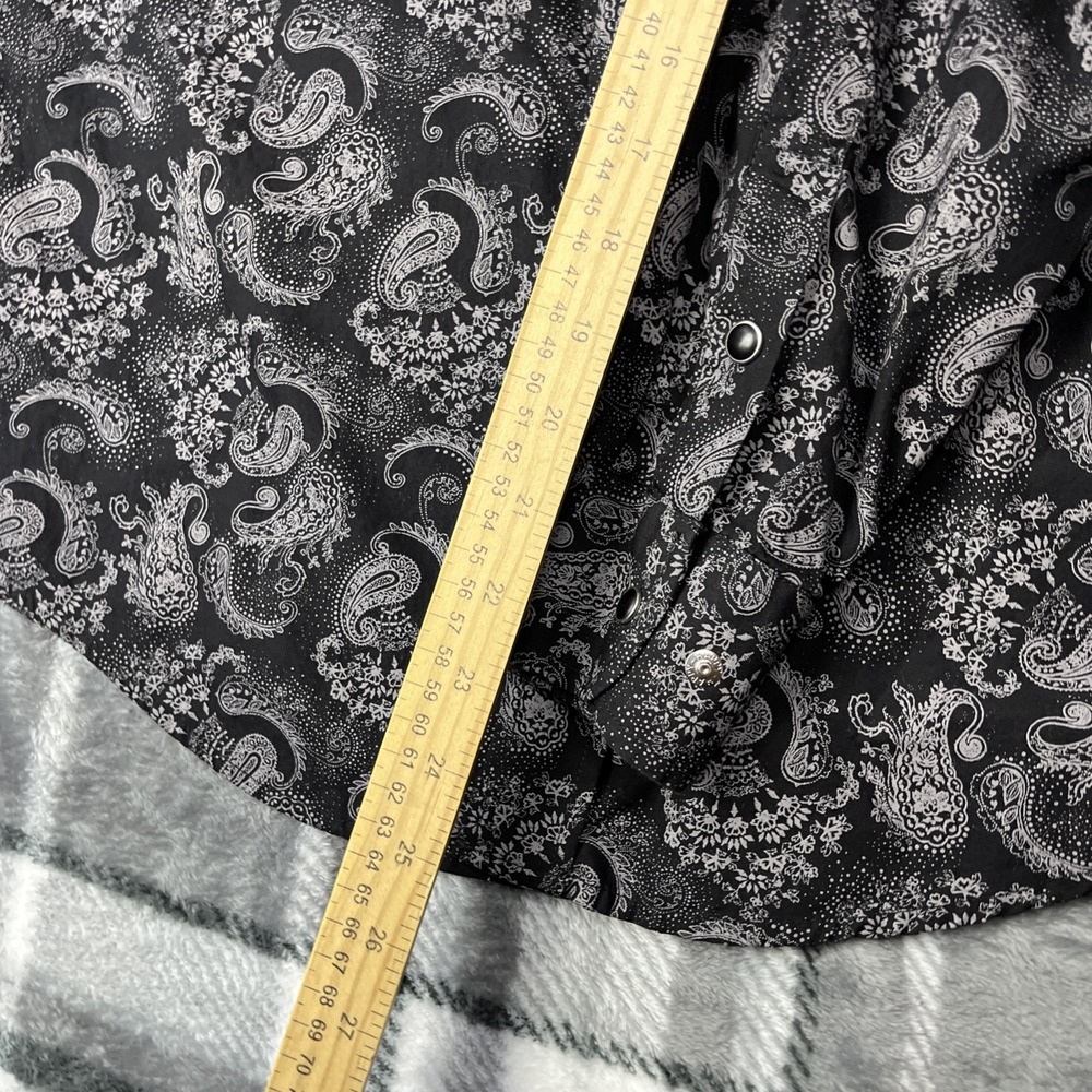 Panhandle Western Pearl Snap Shirt Mens Medium Black Paisley Geometric Cowboy - Picture 8 of 10